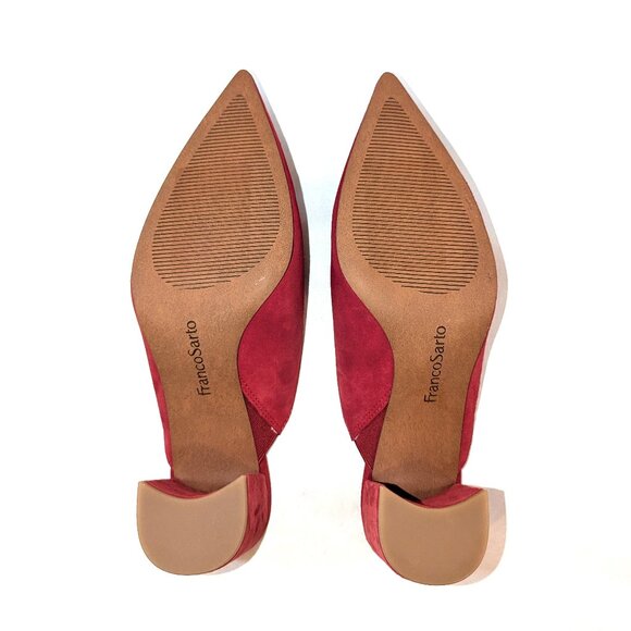 Franco Sarto	| Tamera Crimson Red Suede Mule Heel | Size 6.5 - Picture 4 of 15